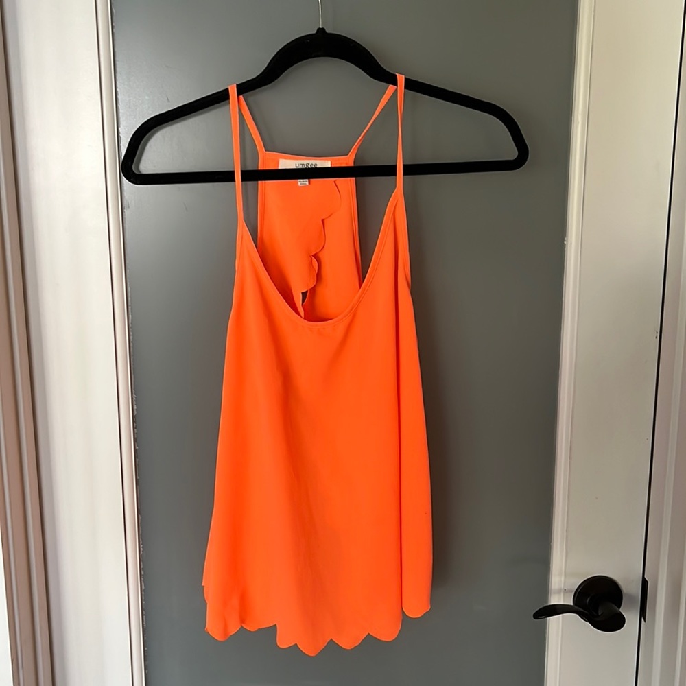 Orange open back tank top